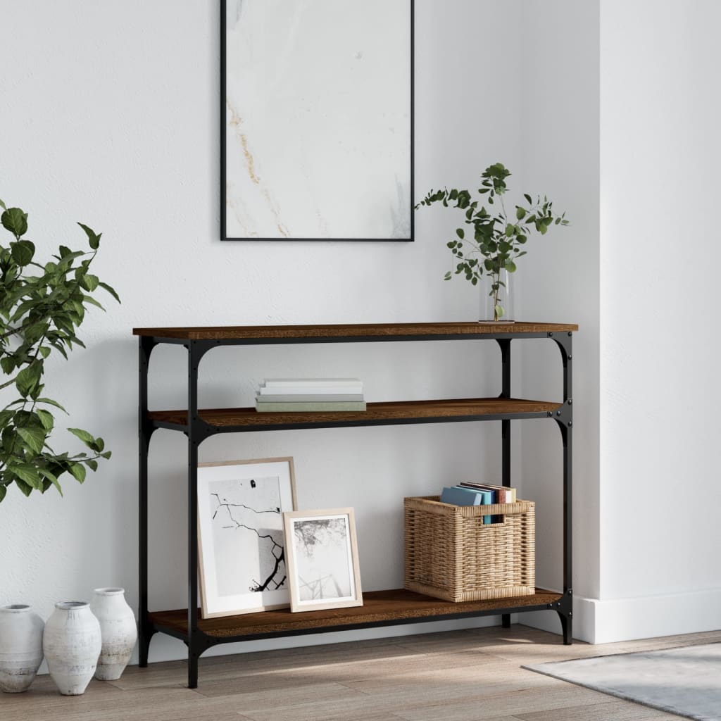 Wandtafel 100X29X75 Cm Bewerkt Hout Bruin Eikenkleur