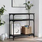 Console table 75x29x75 cm carved wood black
