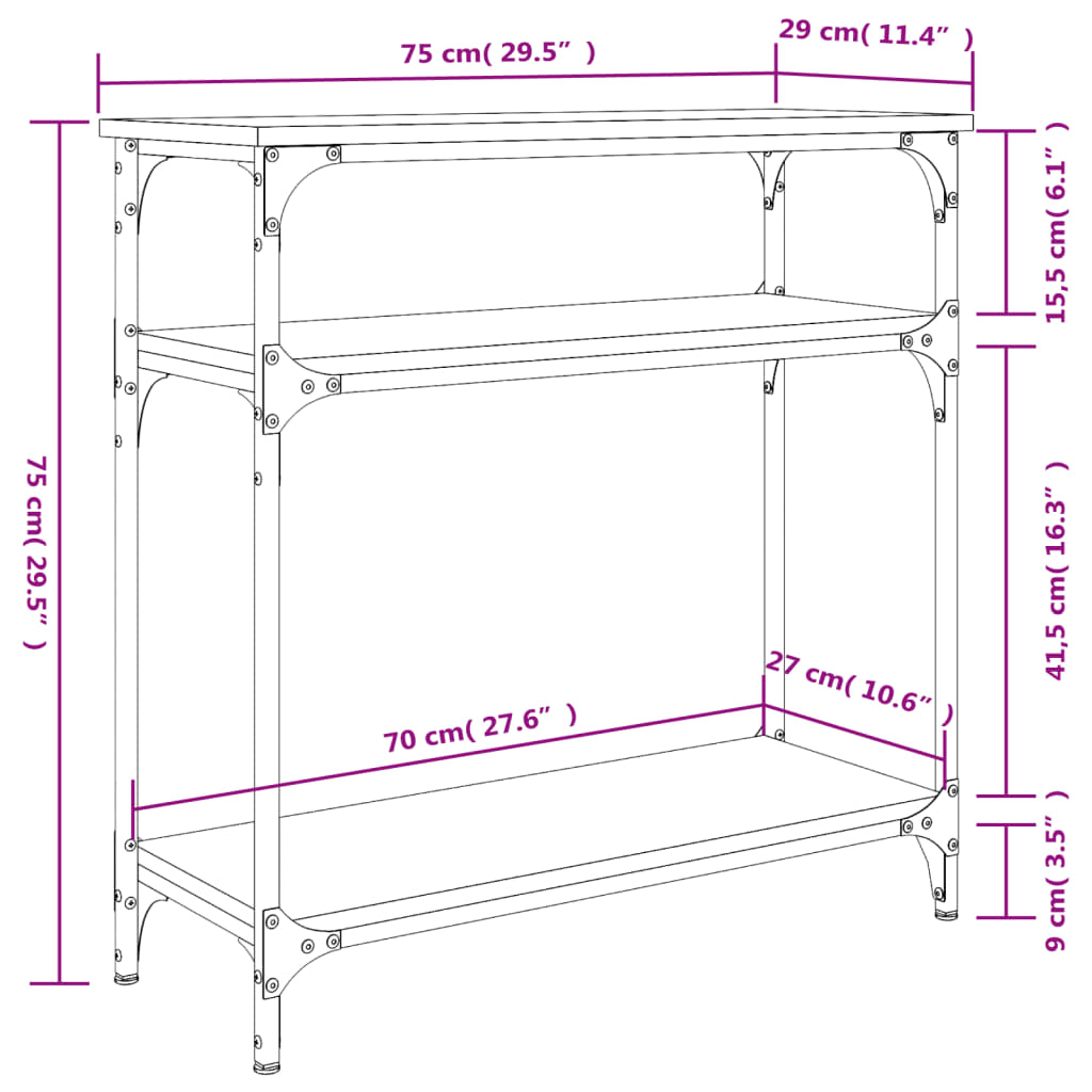 Wandtafel Bewerkt Hout Kleurig 75 x 29 x 75 cm Sonoma eiken