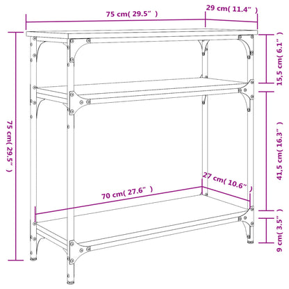 Wandtafel Bewerkt Hout Kleurig 75 x 29 x 75 cm Sonoma eiken