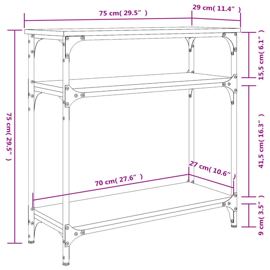 Wandtafel Bewerkt Hout Kleurig 75 x 29 x 75 cm Sonoma eiken