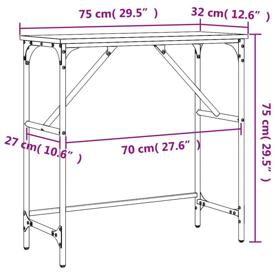 Wandtafel 75X32X75 Cm Bewerkt Hout Gerookt Eikenkleurig