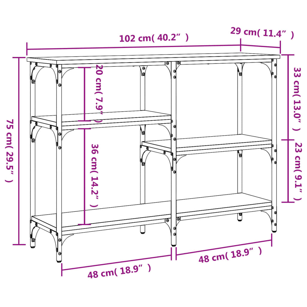 Wandtafel 102X29X75 Cm Bewerkt Hout Bruin Eikenkleur