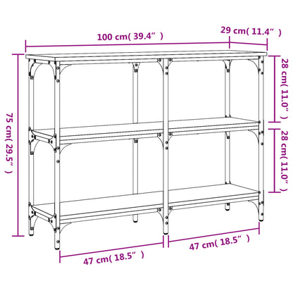 Wandtafel 100X29X75 Cm Bewerkt Hout Gerookt Eikenkleurig
