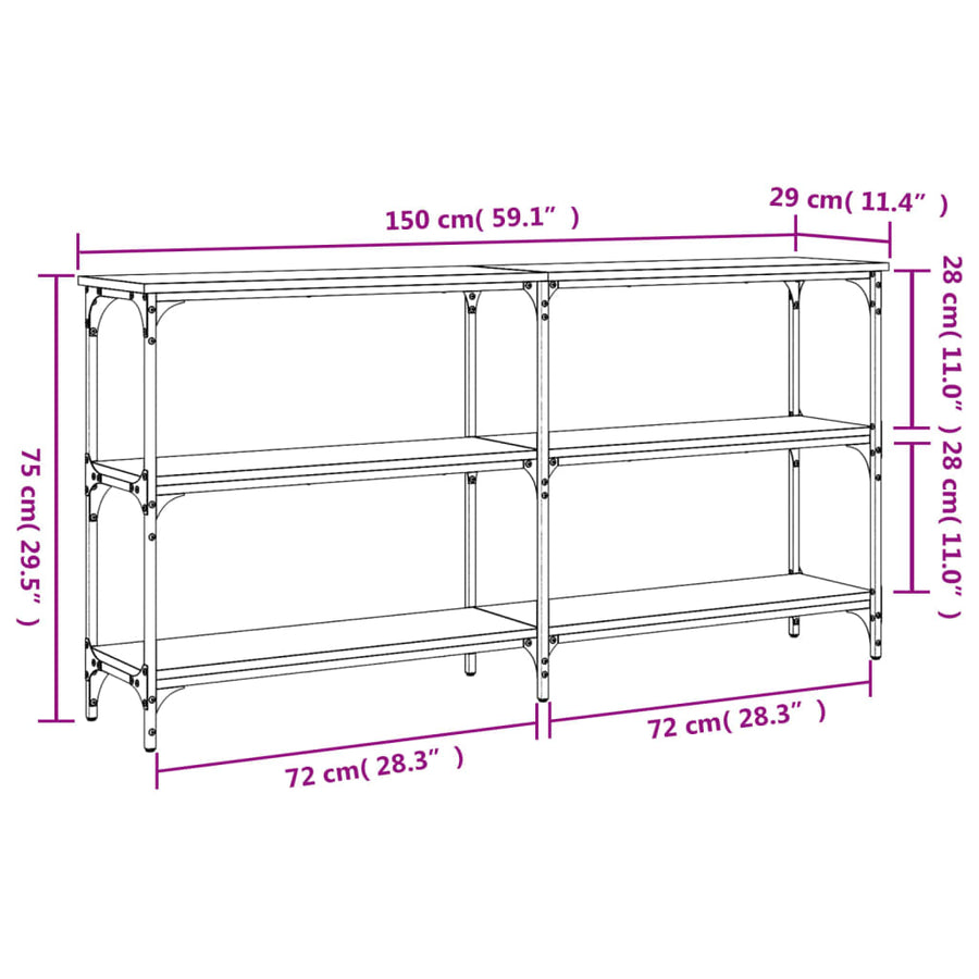 Wandtafel Bewerkt Hout Kleurig 150 x 29 x 75 cm Sonoma eiken