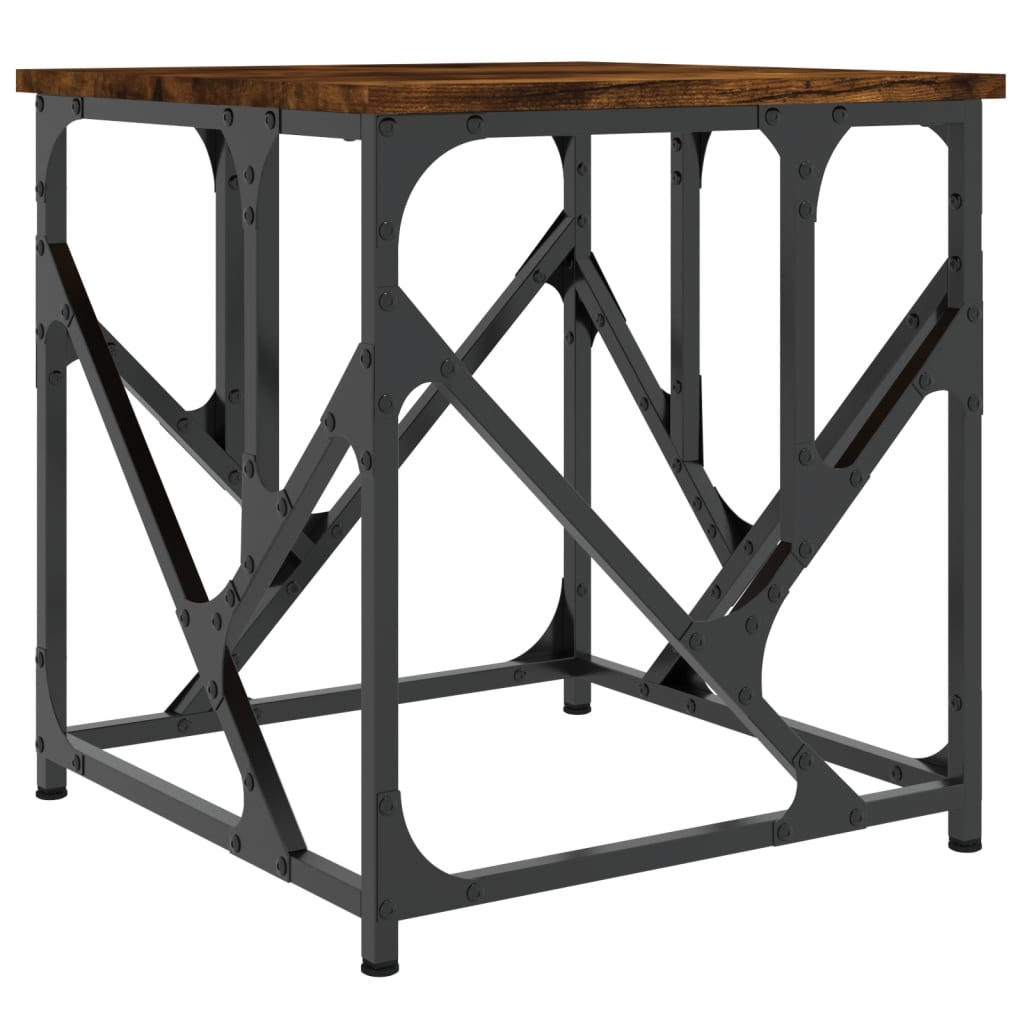 Salontafel 45X45X47,5 Cm Bewerkt Hout Kleurig 45 x 45 x 47.5 cm Gerookt eiken
