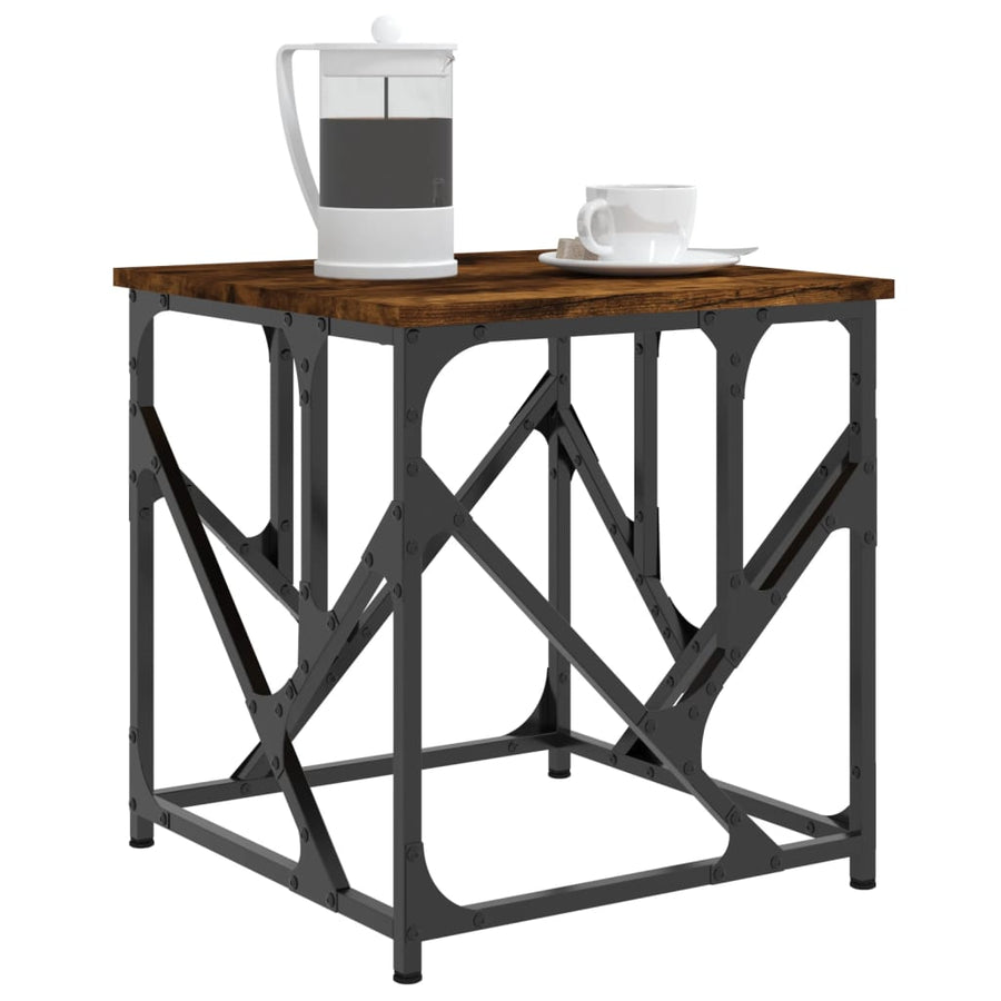 Salontafel 45X45X47,5 Cm Bewerkt Hout Kleurig 45 x 45 x 47.5 cm Gerookt eiken