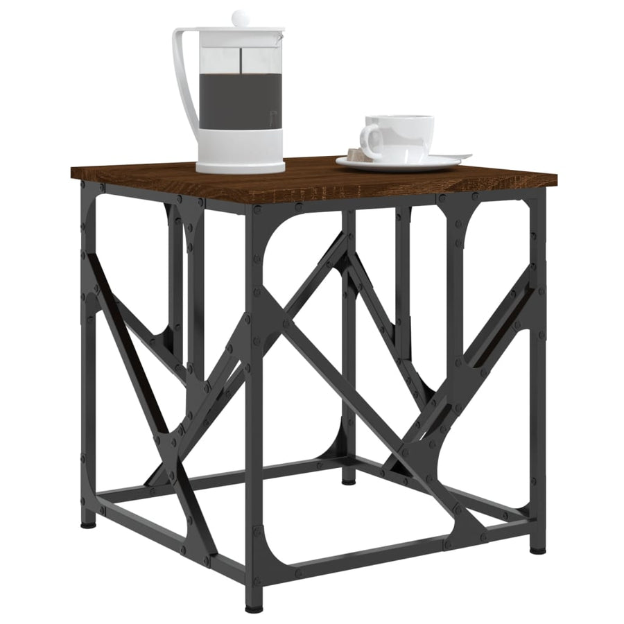 Salontafel 45X45X47,5 Cm Bewerkt Hout 45 x 45 x 47.5 cm bruin eikenkleur