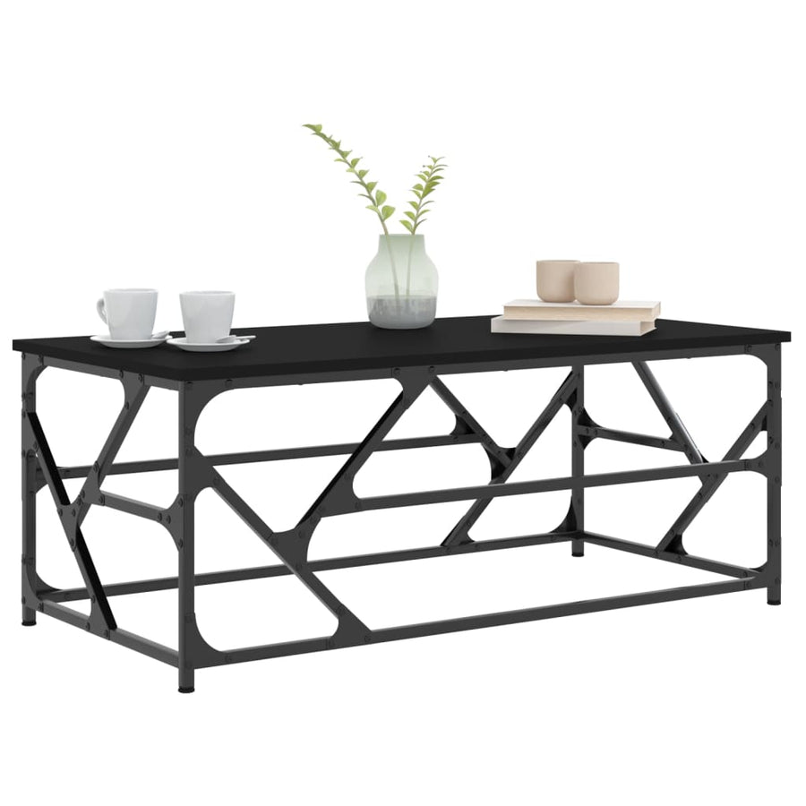Salontafel Bewerkt Hout Eikenkleurig 100 x 50 x 40 cm Zwart