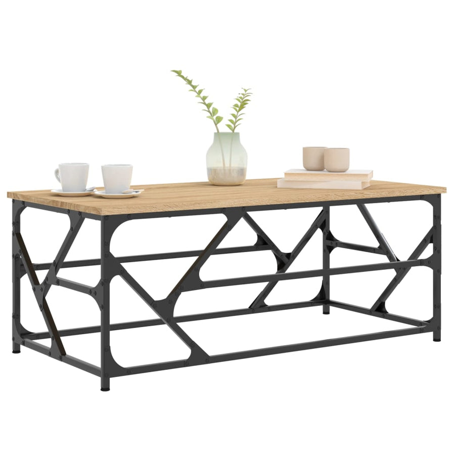 Salontafel Bewerkt Hout Kleurig 100 x 50 x 40 cm Sonoma eiken