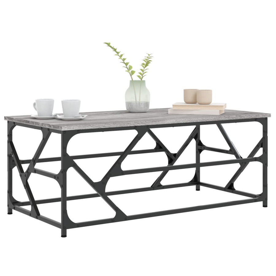 Salontafel Bewerkt Hout Eikenkleurig 100 x 50 x 40 cm Grijs sonoma
