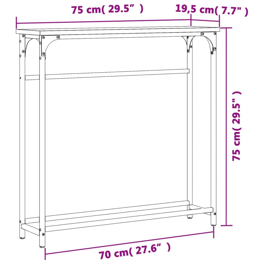 Wandtafel 75X9,5X75 Cm Bewerkt Hout Eikenkleurig Grijs sonoma