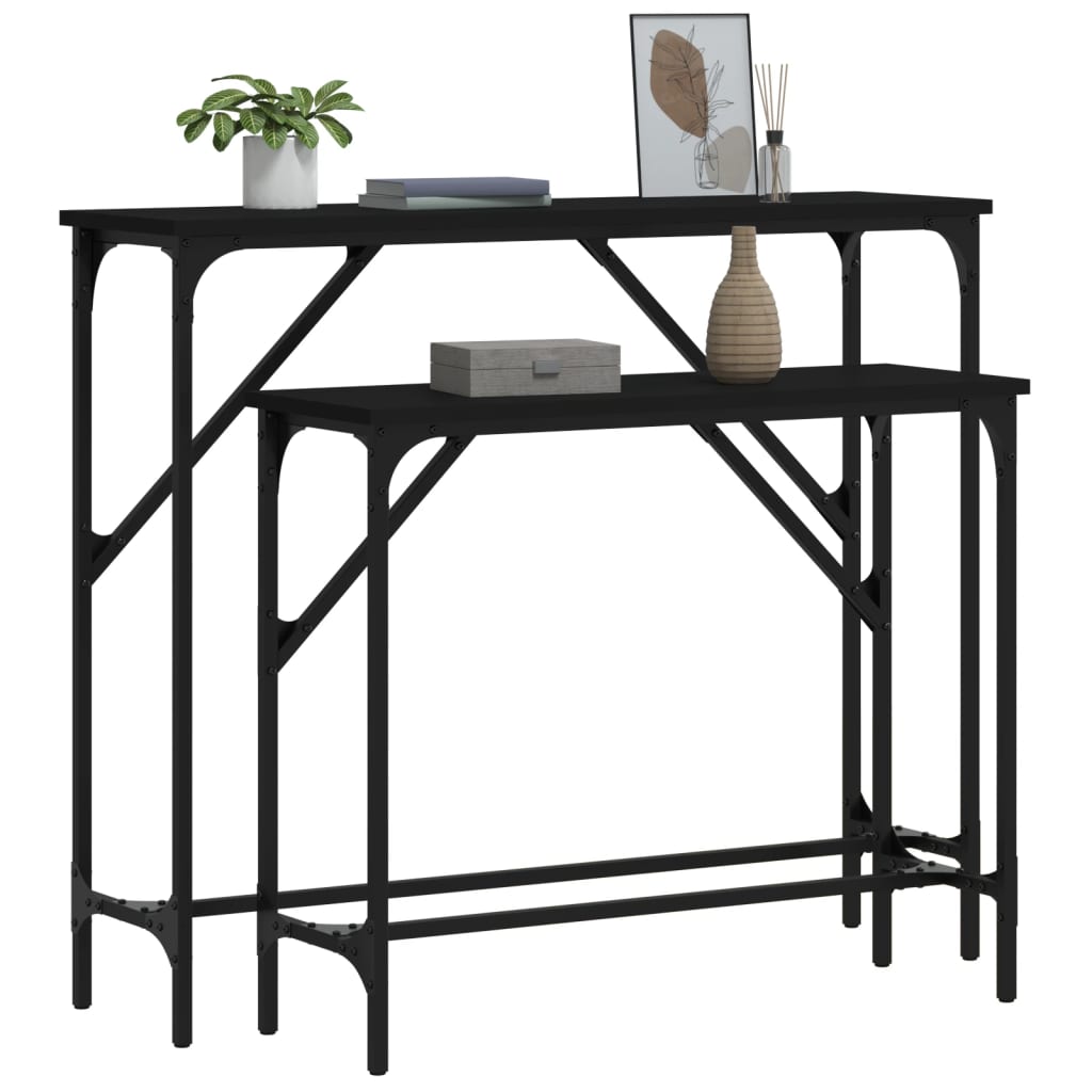Wandtafels 2 St Bewerkt Hout Zwart