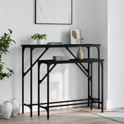 Wall tables 2 pcs carved wood black