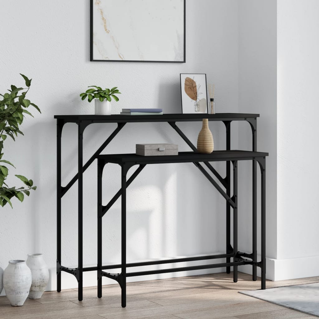 Wandtafels 2 St Bewerkt Hout Zwart
