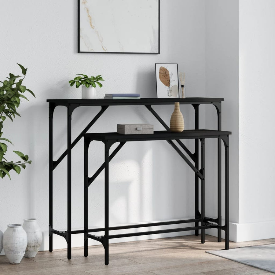 Wandtafels 2 St Bewerkt Hout Zwart