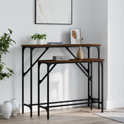 Wall tables 2 pcs carved wood brown oak color