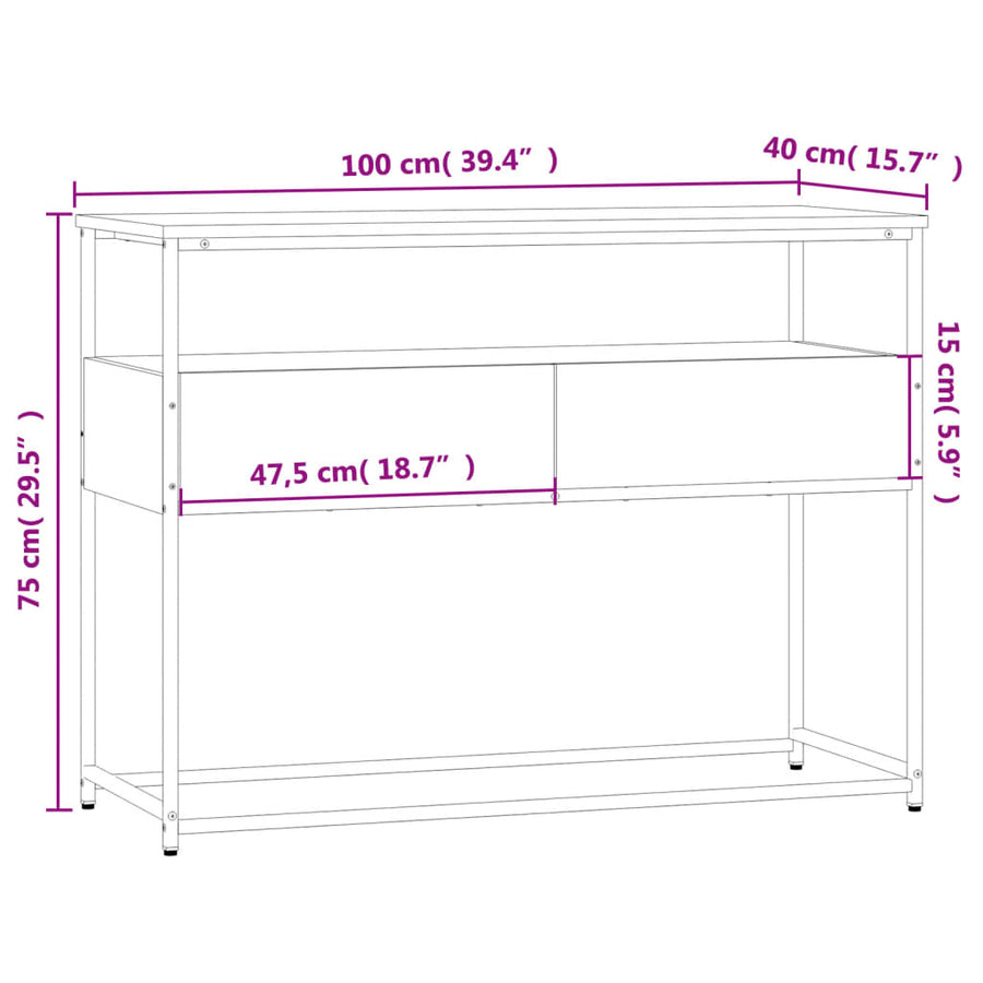 Wandtafel 100X40X75 Cm Bewerkt Hout Grijs Sonoma Eikenkleurig