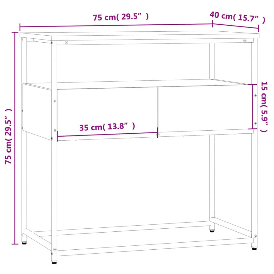 Wandtafel 75X40X75 Cm Bewerkt Hout Gerookt Eikenkleurig