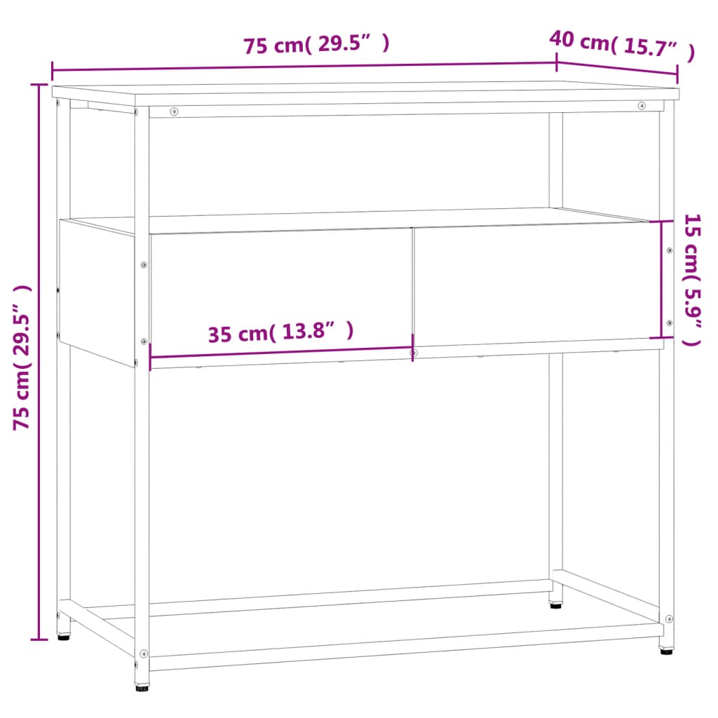 Wandtafel 75X40X75 Cm Bewerkt Hout Grijs Sonoma Eikenkleurig