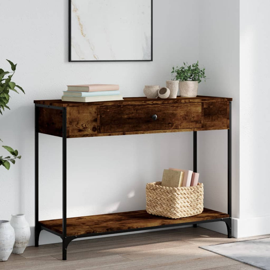 Wandtafel 100X34,5X75 Cm Bewerkt Hout Gerookt Eikenkleurig