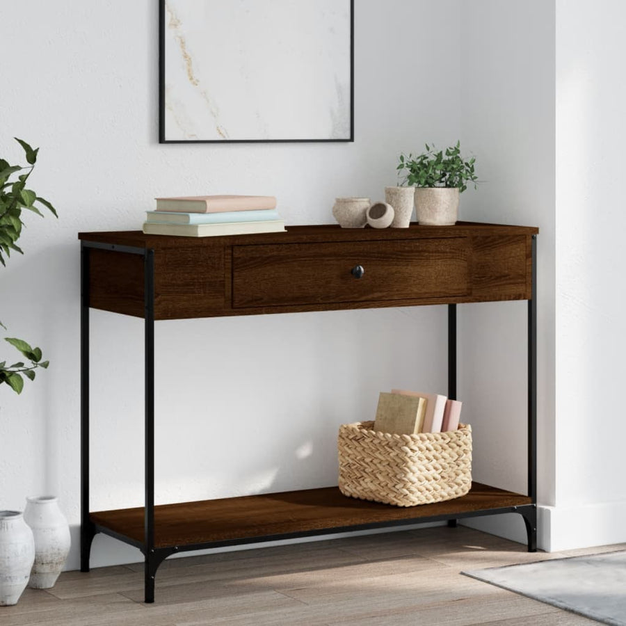 Wandtafel 100X34,5X75 Cm Bewerkt Hout Bruin Eikenkleur