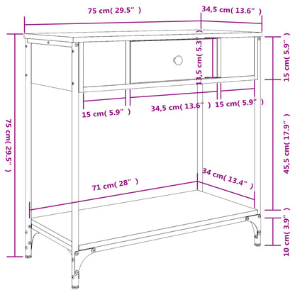 Wandtafel 75X34,5X75 Cm Bewerkt Hout Zwart