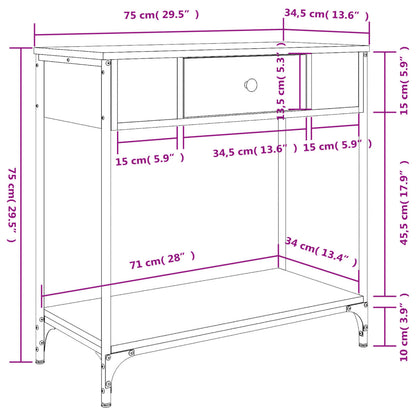 Wandtafel 75X34,5X75 Cm Bewerkt Hout Gerookt Eikenkleurig