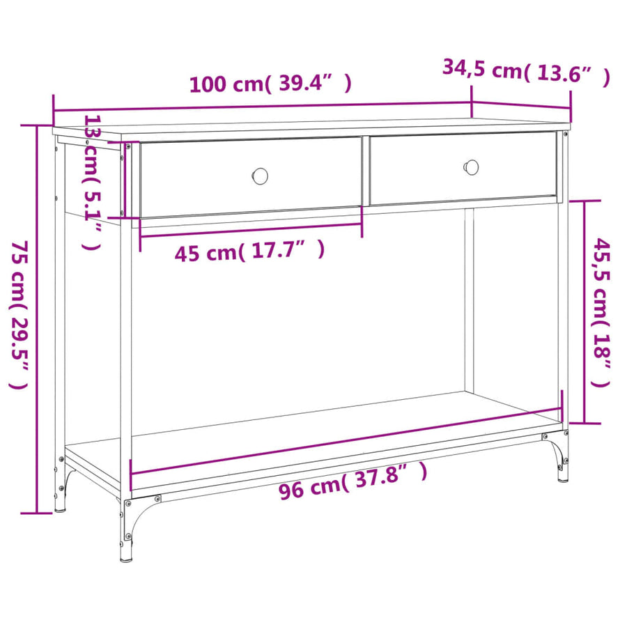 Wandtafel 00X34,5X75 Cm Bewerkt Hout Kleurig 1 100 x 34.5 x 75 cm Sonoma eiken