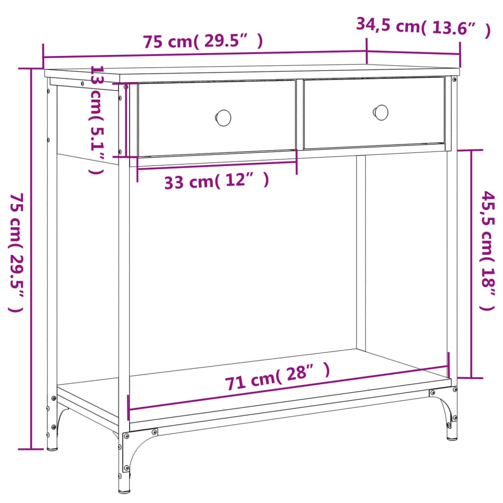 Wandtafel 75X34,5X75 Cm Bewerkt Hout Sonoma Eikenkleurig 1 75 x 34.5 x 75 cm