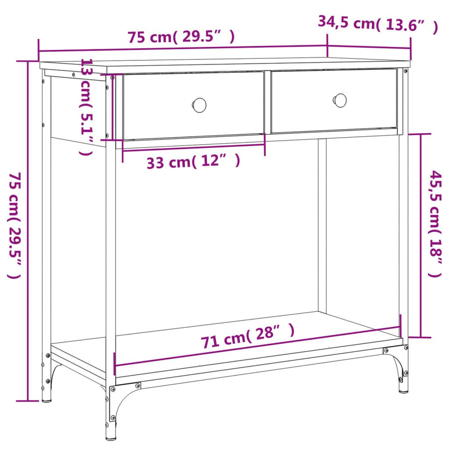 Wandtafel 75X34,5X75 Cm Bewerkt Hout Sonoma Eikenkleurig 1 75 x 34.5 x 75 cm