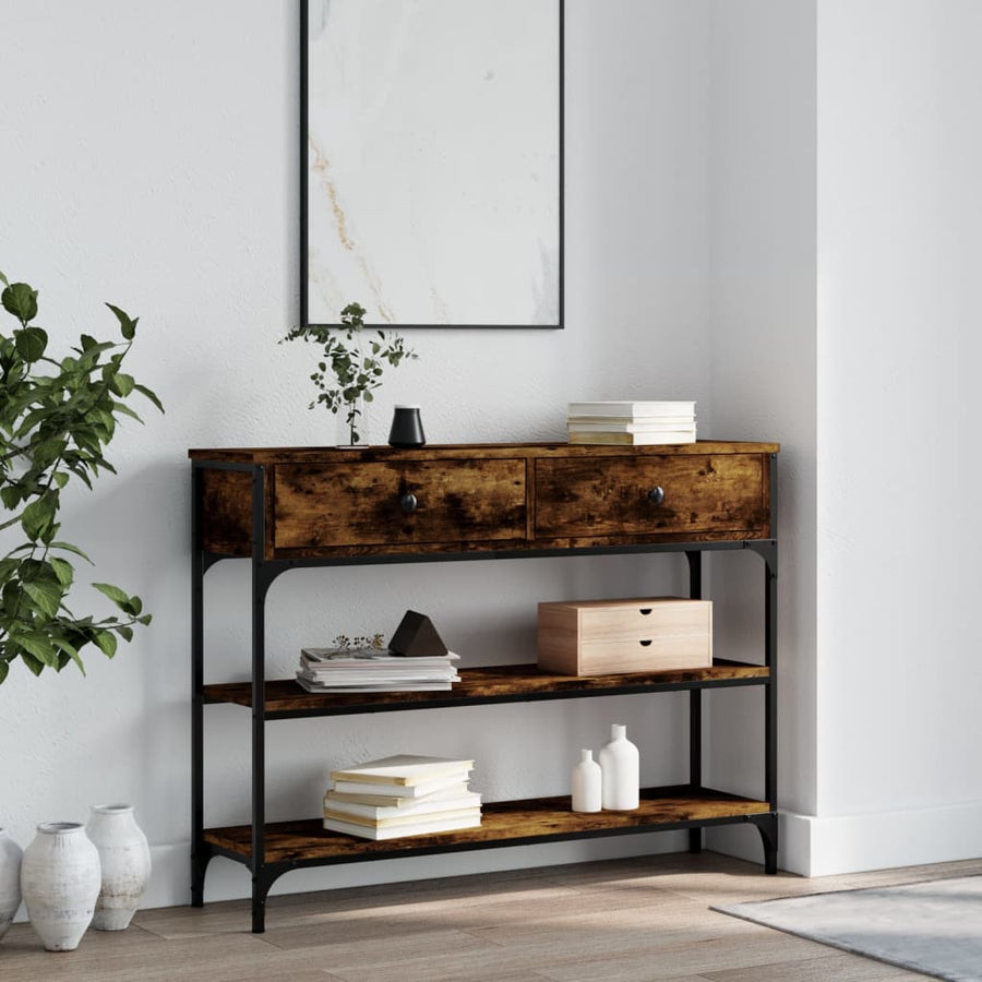 Wandtafel 100X25X75 Cm Bewerkt Hout Gerookt Eikenkleurig