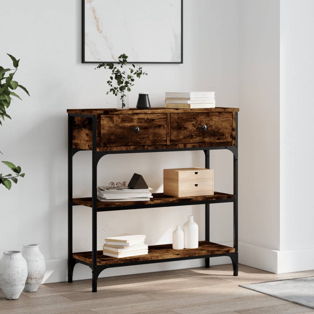 Wandtafel 72,5X25X75 Cm Bewerkt Hout Gerookt Eikenkleurig