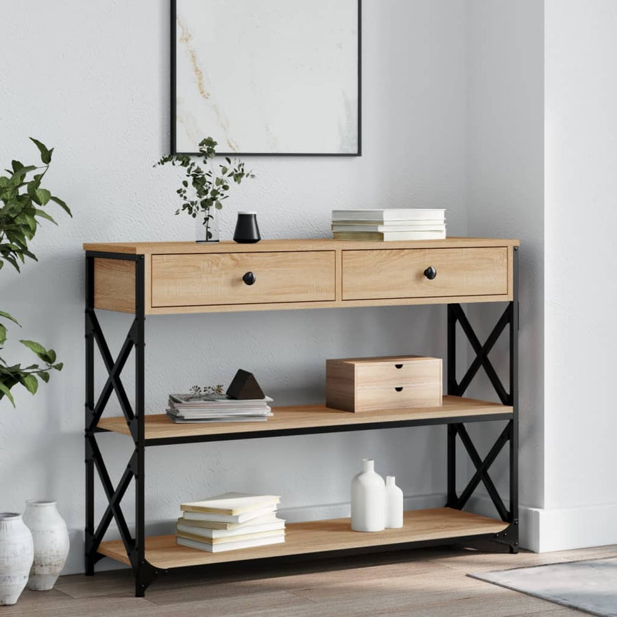 Wandtafel 100X28X75 Cm Bewerkt Hout Sonoma Eikenkleurig 100 x 28 x 75 cm