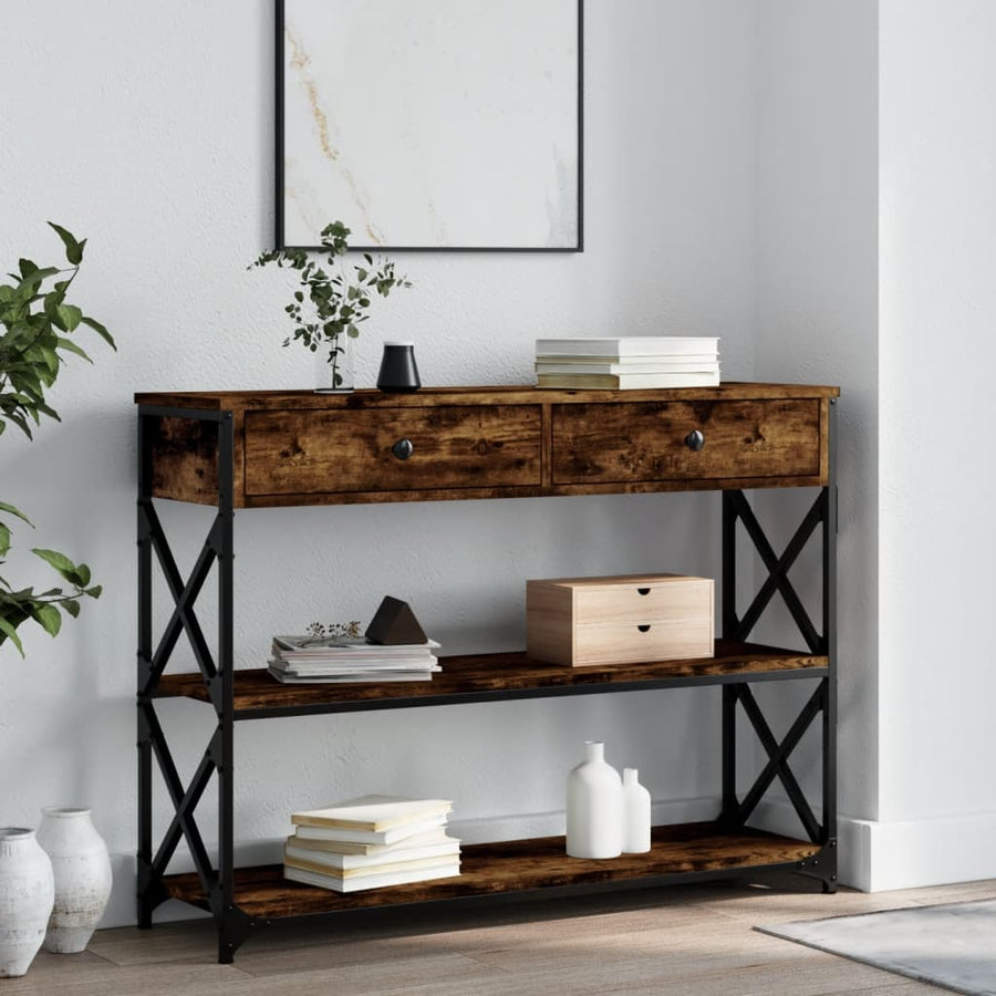 Wandtafel 100X28X75 Cm Bewerkt Hout Kleurig Gerookt eiken
