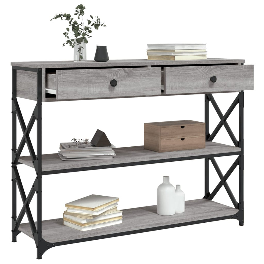 Wandtafel Bewerkt Hout Eikenkleurig 100 x 28 x 75 cm Grijs sonoma