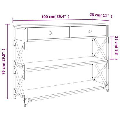 Wandtafel Bewerkt Hout Eikenkleurig 100 x 28 x 75 cm Grijs sonoma
