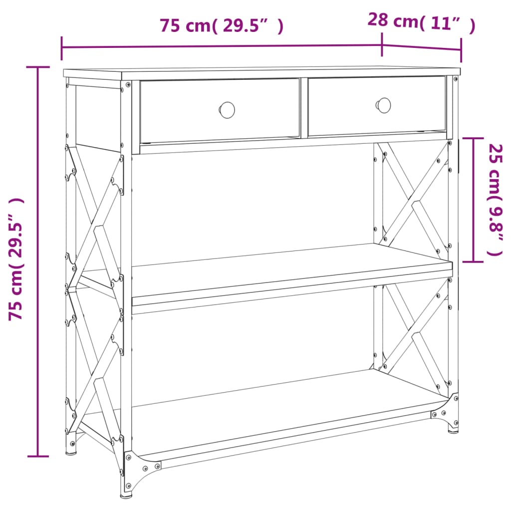 Wandtafel 75X28X75 Cm Bewerkt Hout Sonoma Eikenkleurig