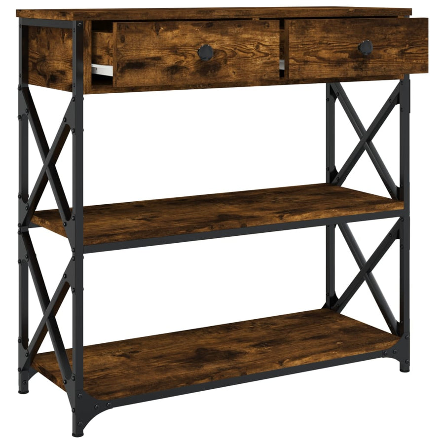 Wandtafel 75X28X75 Cm Bewerkt Hout Gerookt Eikenkleurig