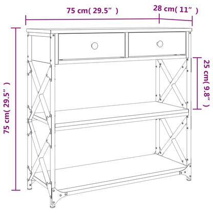 Wandtafel 75X28X75 Cm Bewerkt Hout Gerookt Eikenkleurig