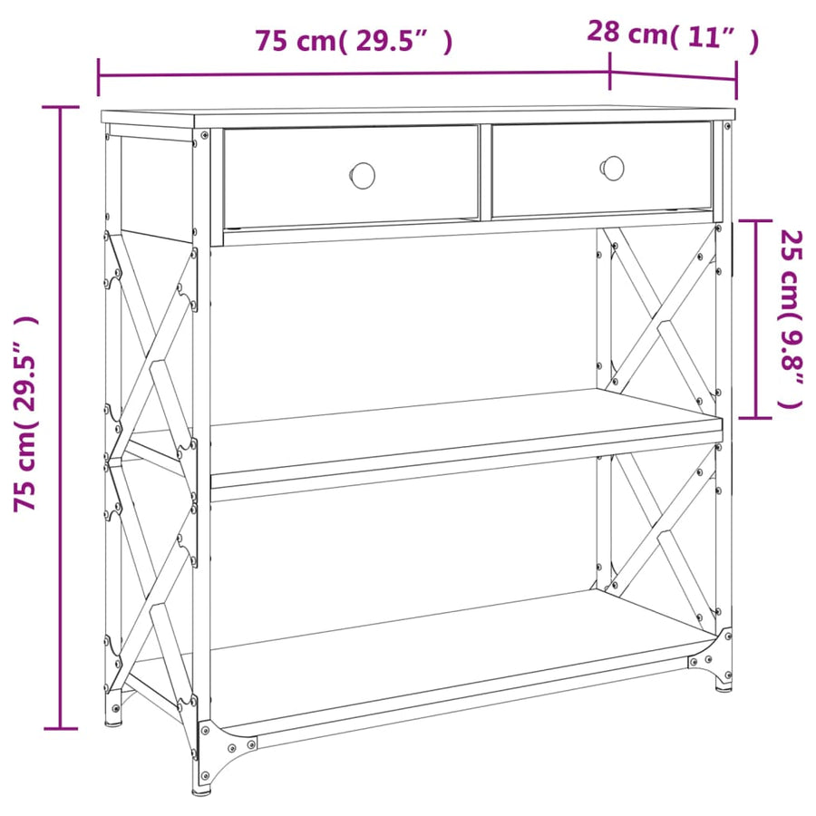 Wandtafel 75X28X75 Cm Bewerkt Hout Gerookt Eikenkleurig