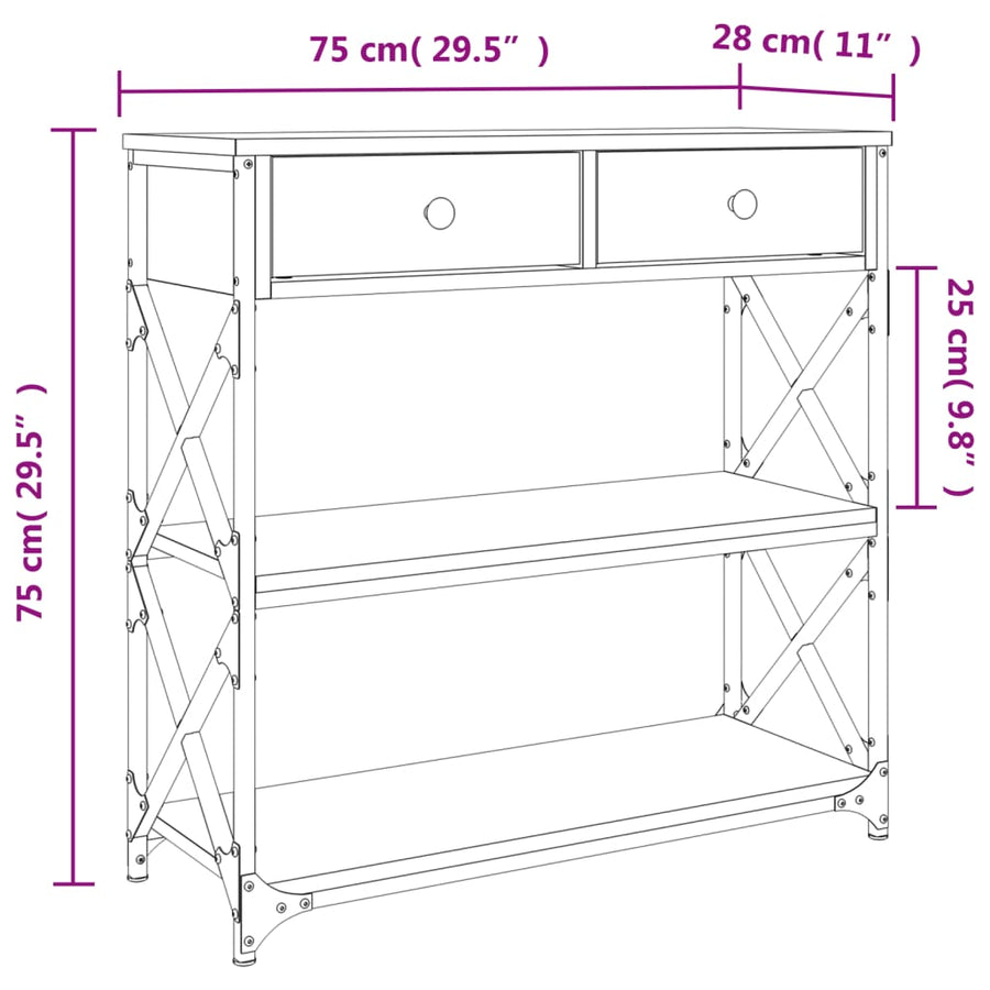 Wandtafel Bewerkt Hout Eikenkleurig 1 75 x 28 x 75 cm Grijs sonoma