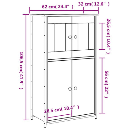 Hoge Kast 62X32X106,5 Cm Bewerkt Hout Sonoma Eikenkleurig