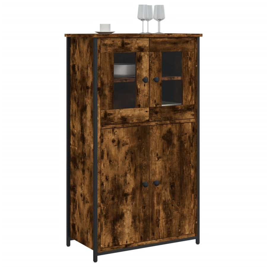 Hoge Kast 62X32X106,5 Cm Bewerkt Hout Gerookt Eikenkleurig