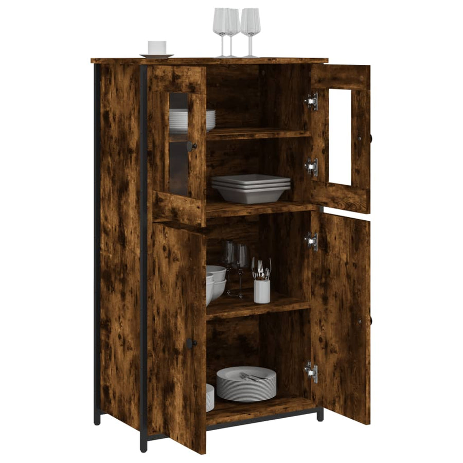 Hoge Kast 62X32X106,5 Cm Bewerkt Hout Gerookt Eikenkleurig