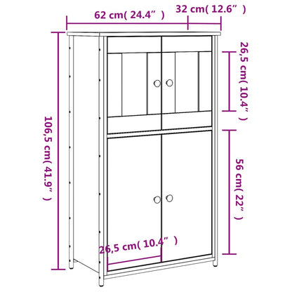 Hoge Kast 62X32X106,5 Cm Bewerkt Hout Grijs Sonoma