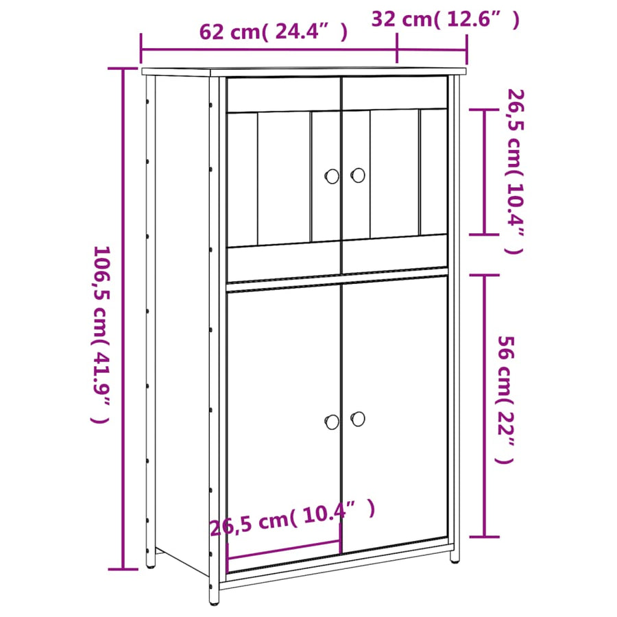 Hoge Kast 62X32X106,5 Cm Bewerkt Hout Grijs Sonoma
