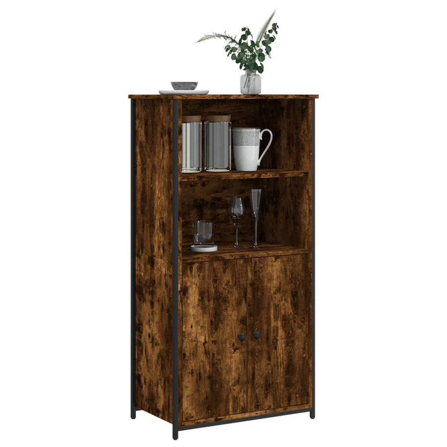 Hoge Kast 62X36X121,5 Cm Bewerkt Hout Gerookt Eikenkleurig