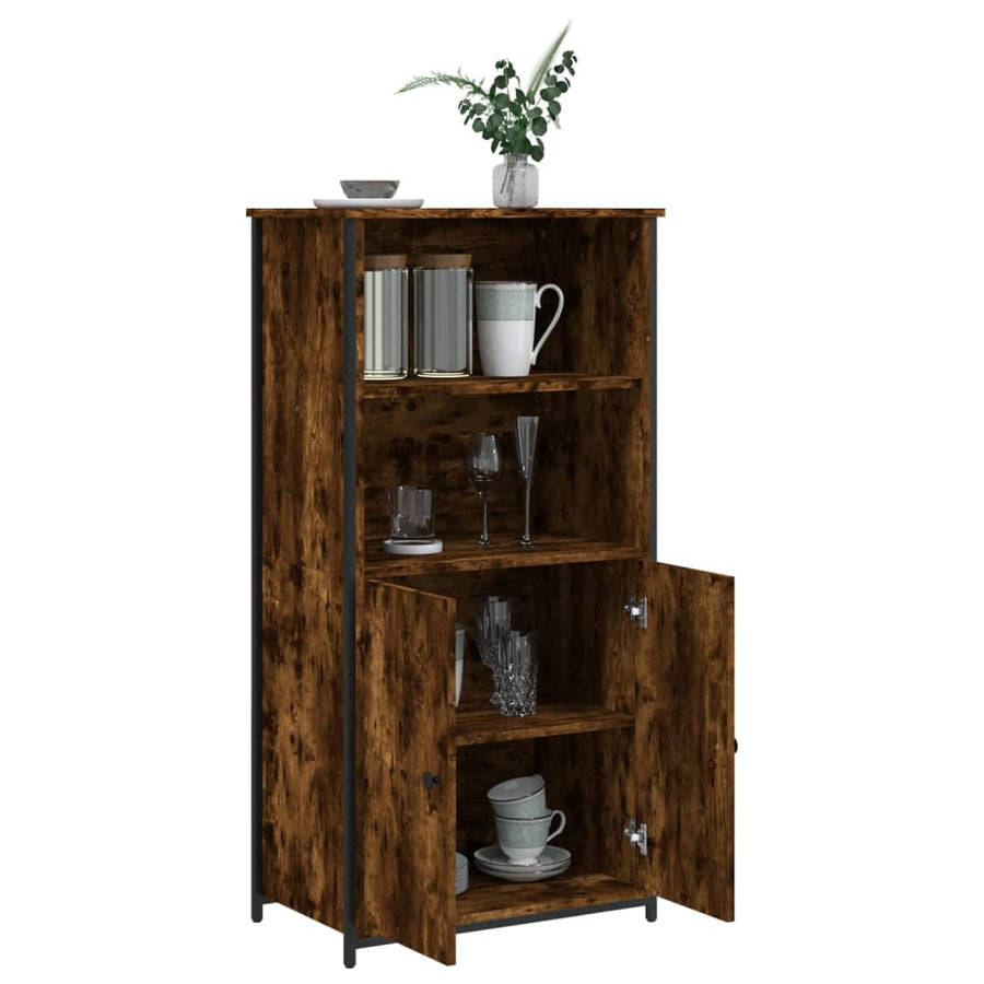 Hoge Kast 62X36X121,5 Cm Bewerkt Hout Gerookt Eikenkleurig
