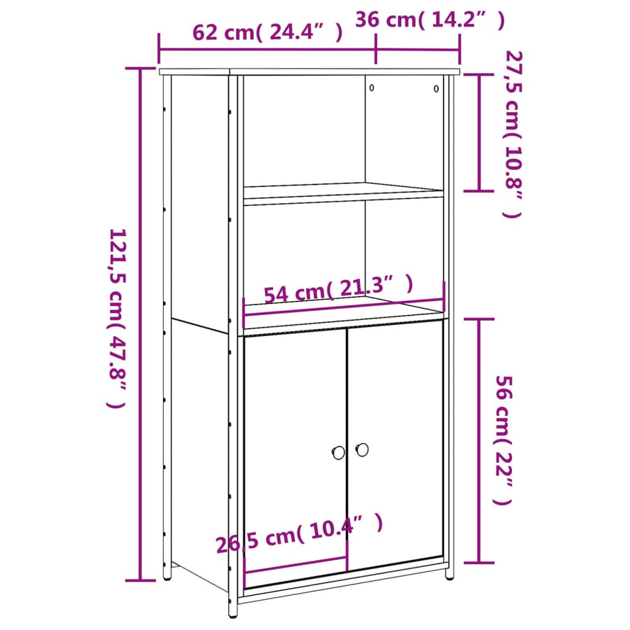 Hoge Kast 62X36X121,5 Cm Bewerkt Hout Grijs Sonoma